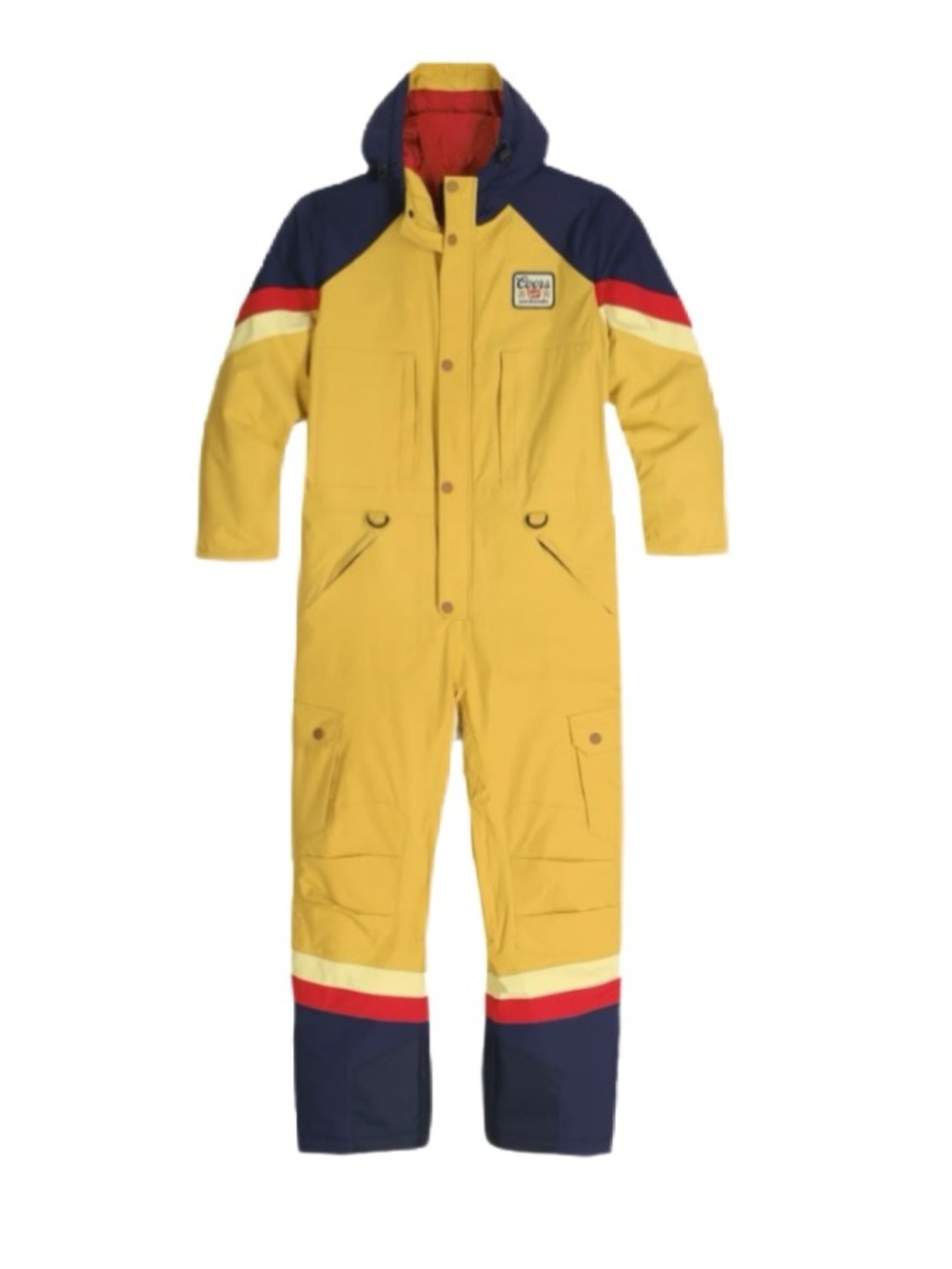Coors Banquet x YoColorado Ski Suit One Piece Snowsuit Gold Navy Yellow Men’s XL